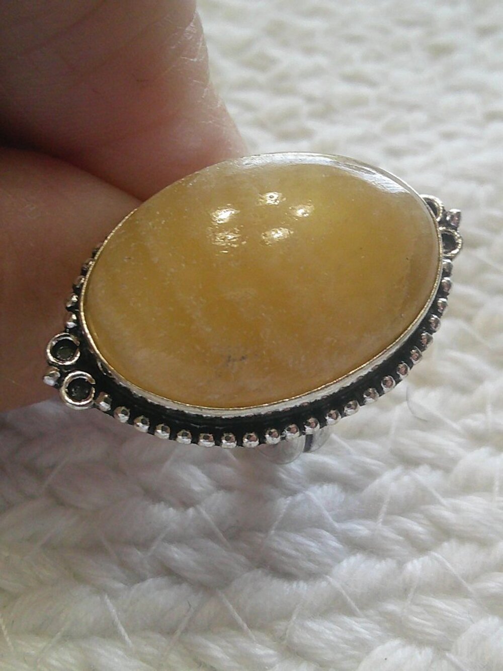Beautiful YELLOW LAGUNA LACE CALCITE Handmade Sterling 925 Ring Size 8.5 #189F